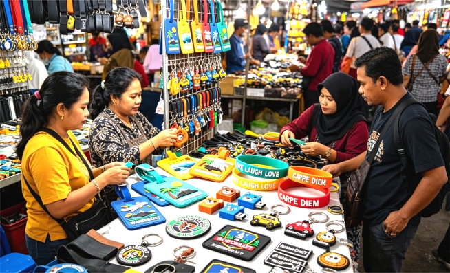 Merchandise souvenir gantungan kunci karet untuk promo event corporate
